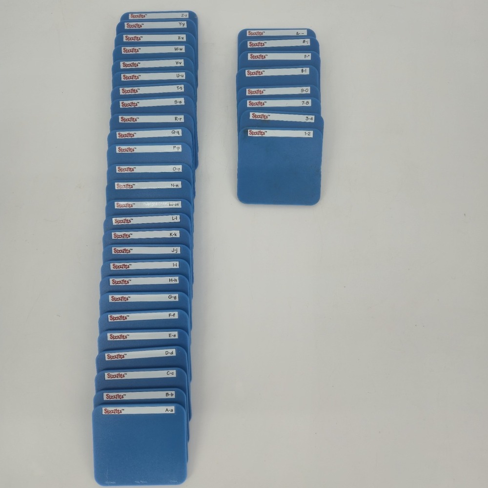 Sizzix Sizzlits Blue Alphabet Die Lot A-Z Complete Missing 5 6 Number Scrapbook